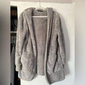 Cozy Gray Hooded Cardigan XL